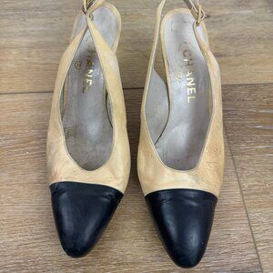 Chanel Vintage Sling back kitten heels